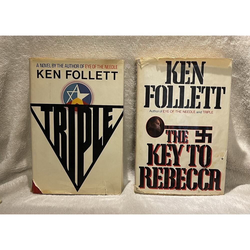 Lot of 2 -Triple & The Key To Rebecca by Ken Follett - HCDJ